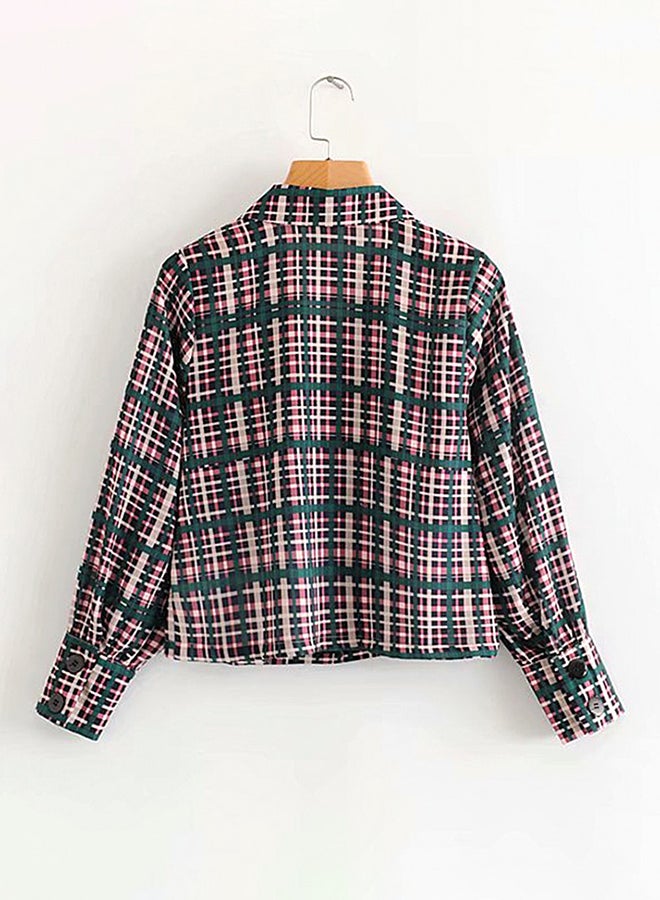 Pockets Long Sleeve Turn Down Collar Coat Pink - Image 2