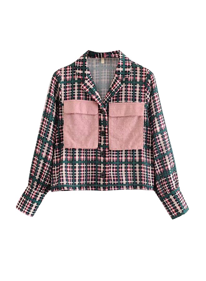 Pockets Long Sleeve Turn Down Collar Coat Pink - Image 1