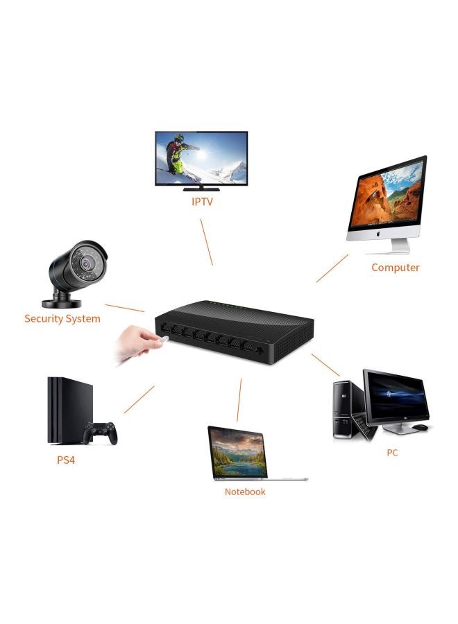 Tenda - SG108 8-port Gigabit Ethernet Desktop Switch Black - Image 1