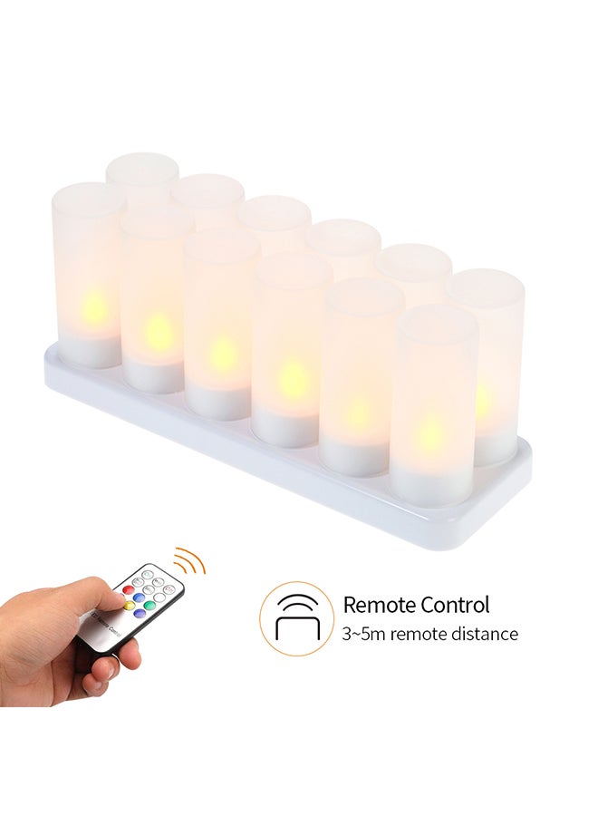 12-Piece Rechargeable LED Tealight Candles With Charging Base White 32.5x10x12.5centimeter  - Image 5