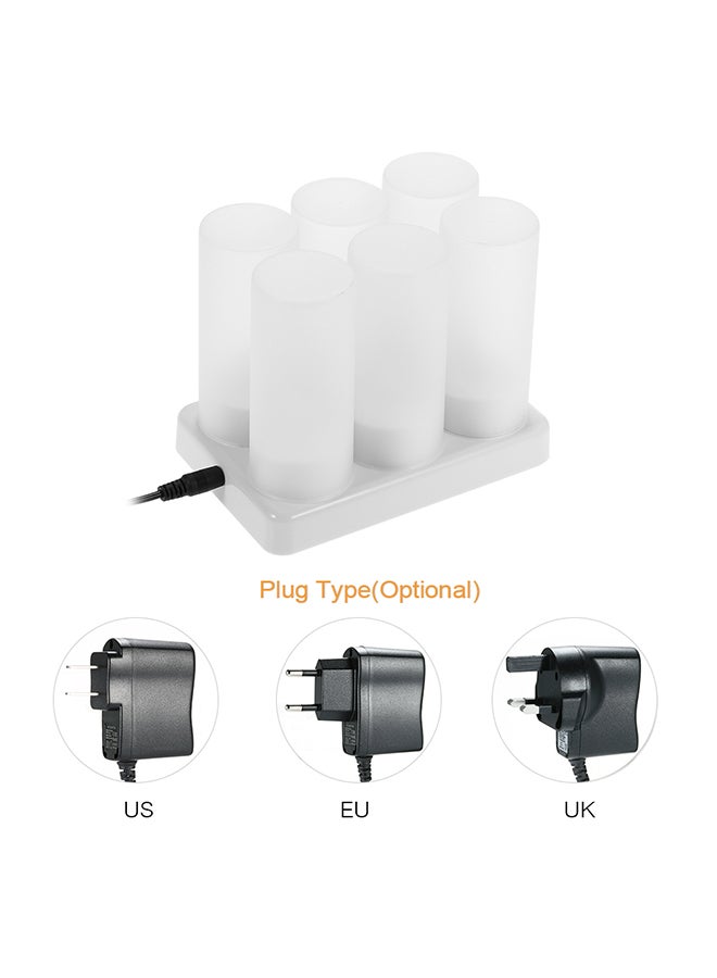 6-Piece Rechargeable LED Tealight Candles With Charging Base White 18.8x10x12.7centimeter - Image 5