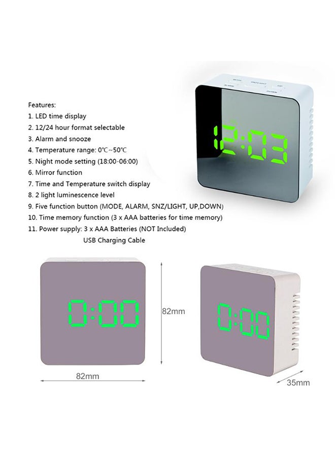 ساعة منبه رقمية LED متعددة الأغراض أبيض/رمادي 11x4.5x9.3سم - Image 2