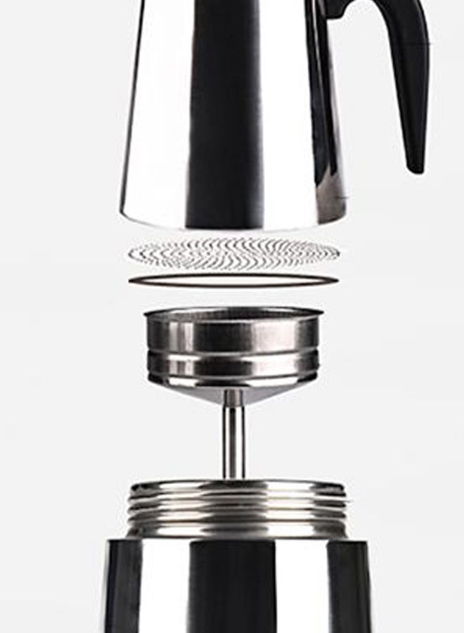 6 Cup Espresso Coffee Maker Moka Pot Silver/Black - Image 2