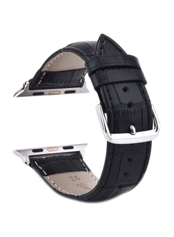 SBAQ Leather Replacement Band For Apple Watch 38mm Black