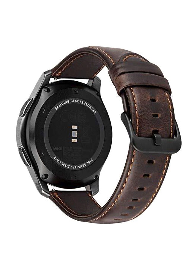 ZTO Replacement Leather Band For Samsung Galaxy Watch 46mm Brown/Black