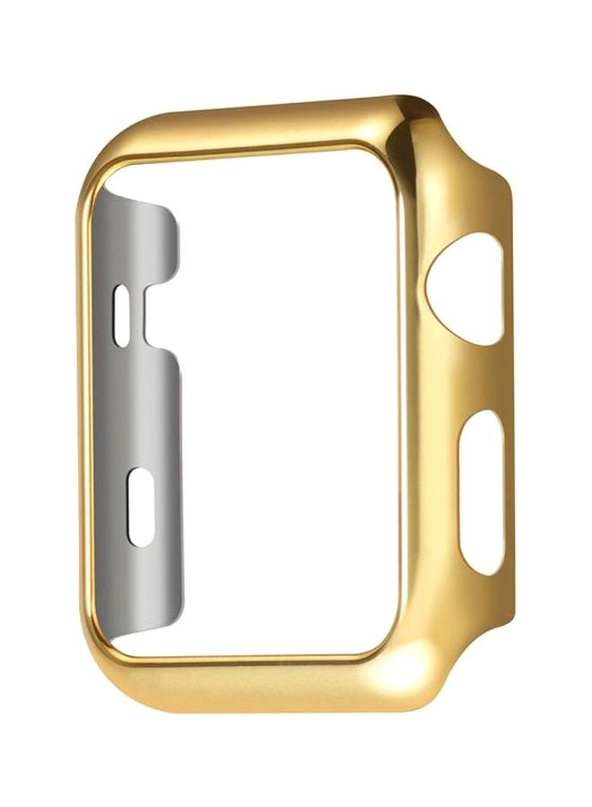 غطاء حماية واق مصنوع من البولي كربونات لساعة أبل سيريس 3 مقاس 42 مم ذهبي