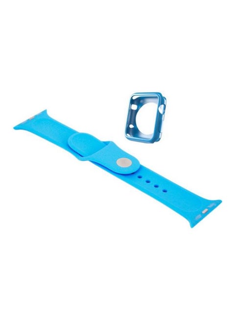 Replacement Band With Protective Case Cover For Apple Watch Series 3/2/1 Blue