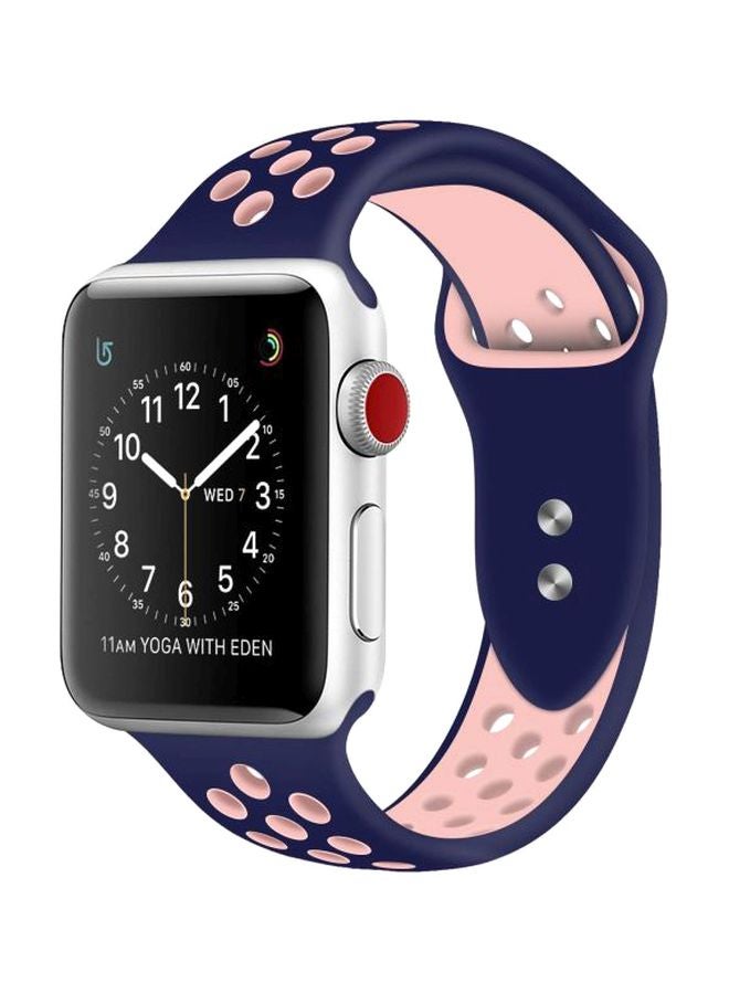 Rdx - Replacement Silicone Band For Apple Watch Series 4/3/2/1 38mm/40mm Blue/Pink - Image 1