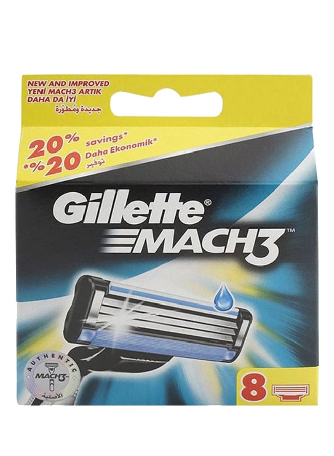 Gillette 8-Piece Mach 3 Razor Blade Refills Set Multicolour
