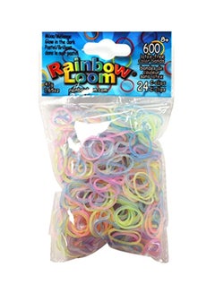 600-Piece Glow In Dark Rubber Band Set Pink/Blue/Yellow
