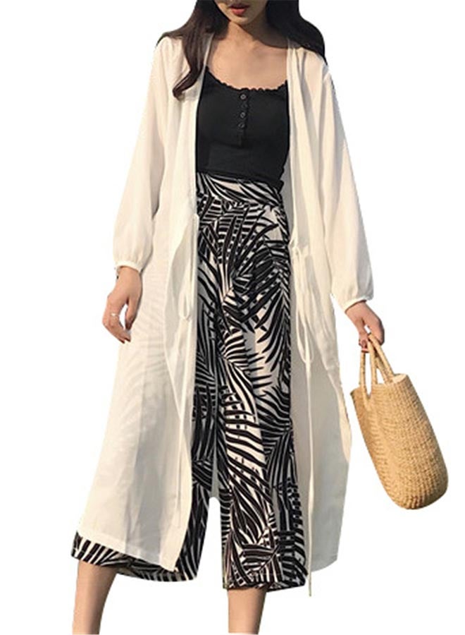 Solid Colour Long Sleeve Shrug White - Image 1