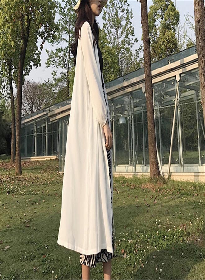 Solid Colour Long Sleeve Shrug White - Image 2