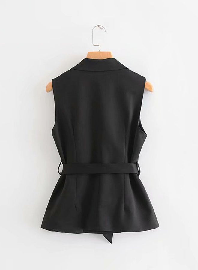 Double Breasted Vest Jacket Black  - Image 2