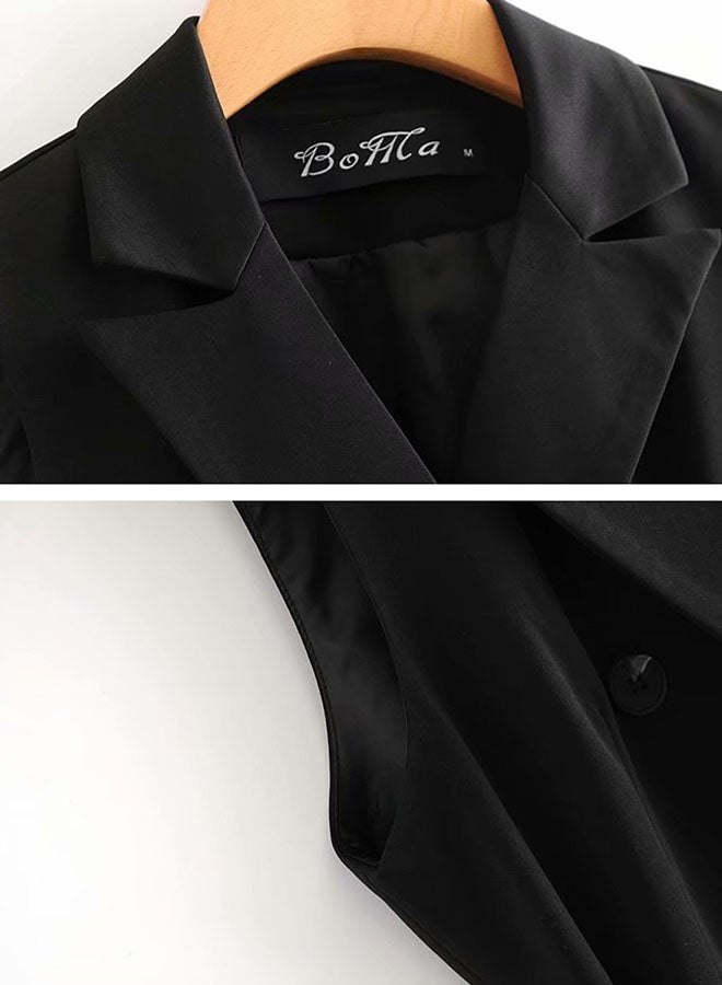 Double Breasted Vest Jacket Black  - Image 3