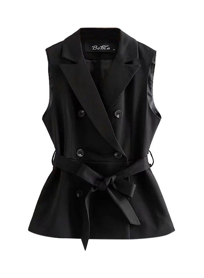 Double Breasted Vest Jacket Black  - Image 1