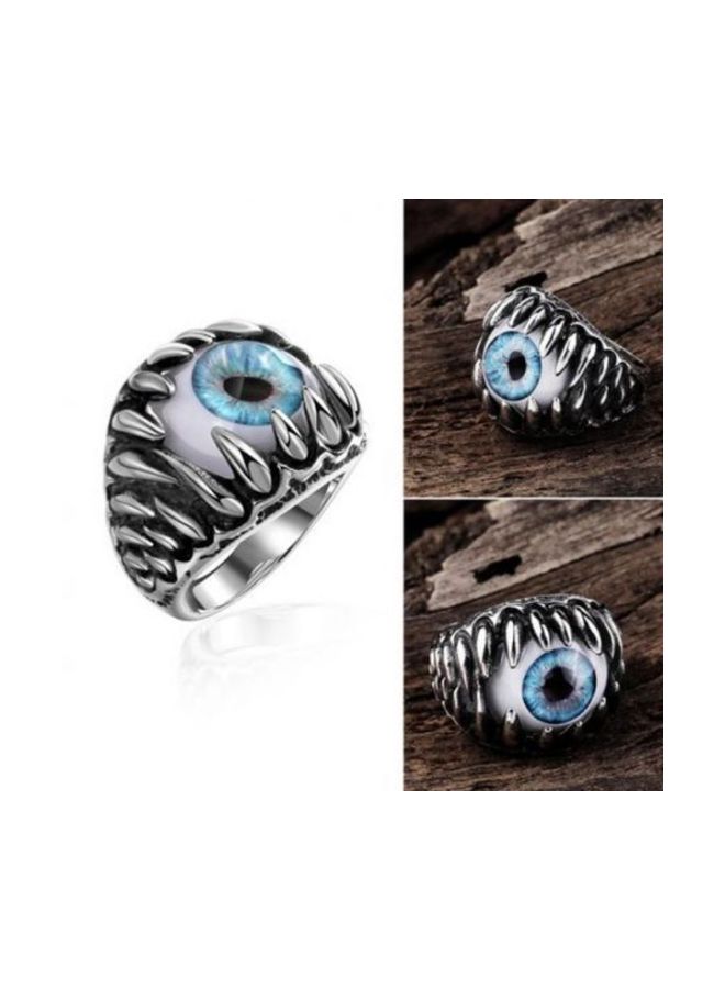 Platinum Plated Stainless Steel Dragon Claw Eye Ring - Image 2