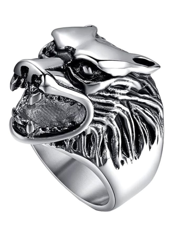 Titanium Steel Wolf Head Ring