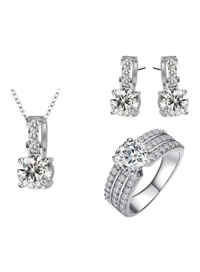 18 Karat Silver Plated Crystals Studded Jewelry Set 