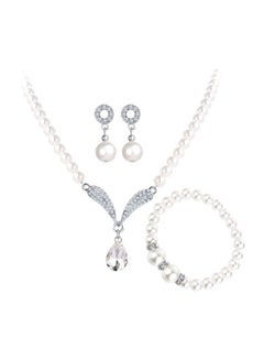 3-Piece Silver Plated Pearl Studded Jewellery Set