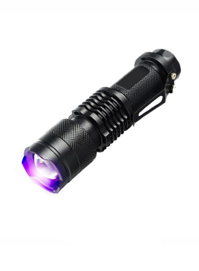 Portable Mini UV Flashlight With Zoom Function Black 9.4 x 2.6 x 2.6centimeter  - Image 1