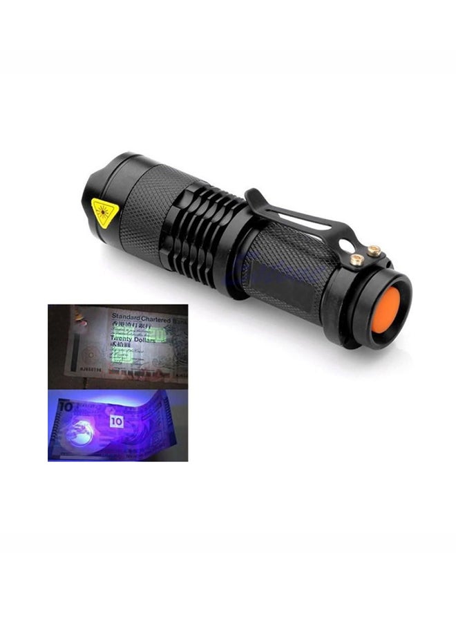 Portable Mini UV Flashlight With Zoom Function Black 9.4 x 2.6 x 2.6centimeter  - Image 2