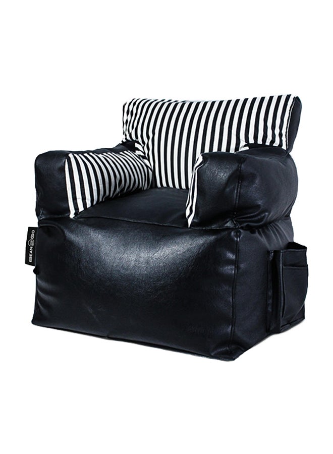 مقعد رويال بتصميم كيس من الجلد أسود/أبيض 90x90سم