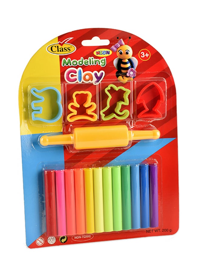 class - 12-Piece Clay With 4 Molds And A Roller Pin Multicolour - Image 1