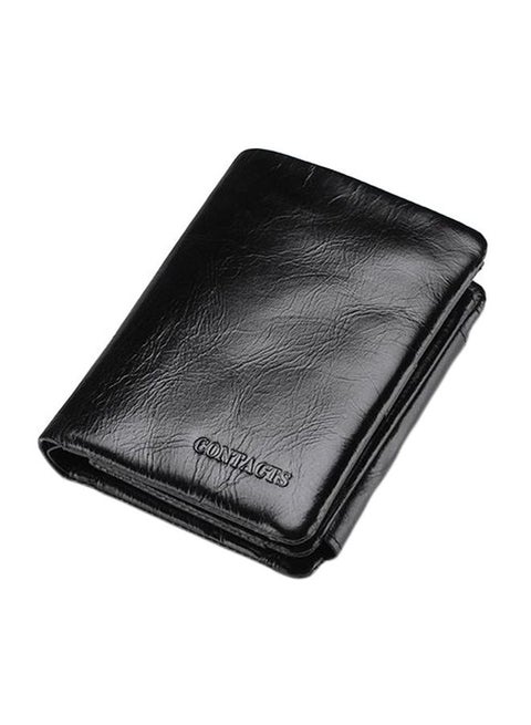 Leather Trifold Wallet Black