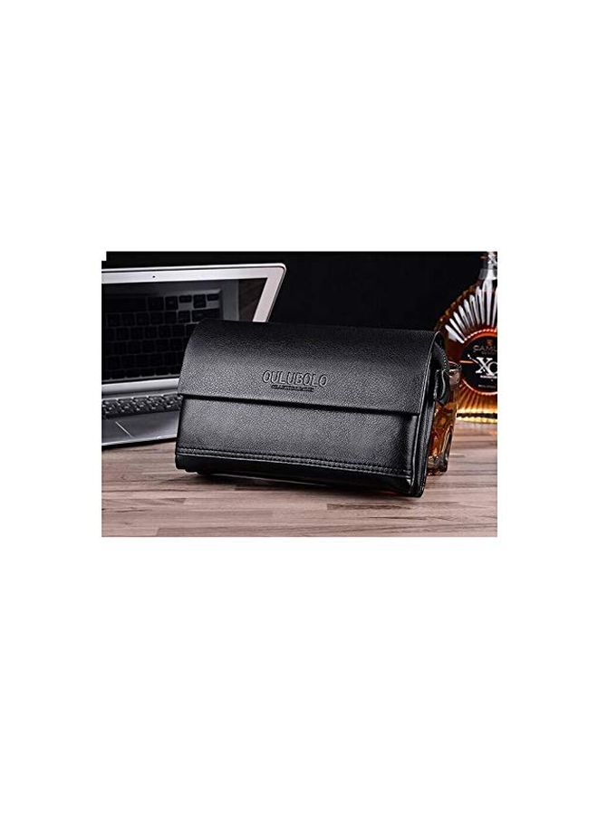 OULUBOLO Multifunctional Leather Wallet With Strap Black  - Image 4