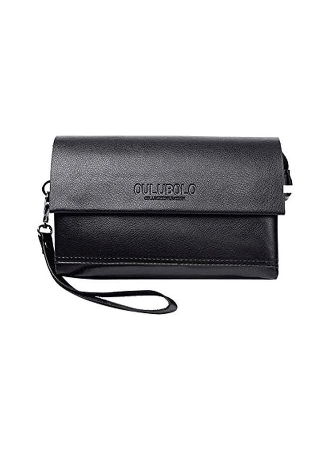 OULUBOLO Multifunctional Leather Wallet With Strap Black  - Image 1