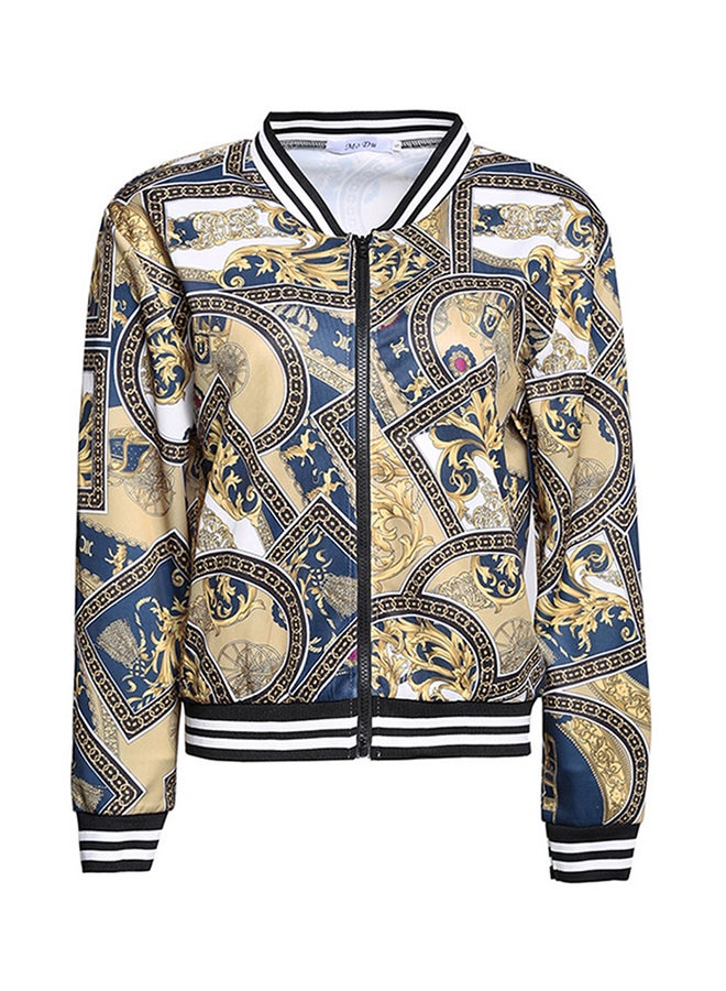 Long Sleeve Patchwork Bomber Jacket Multicolour - Image 1