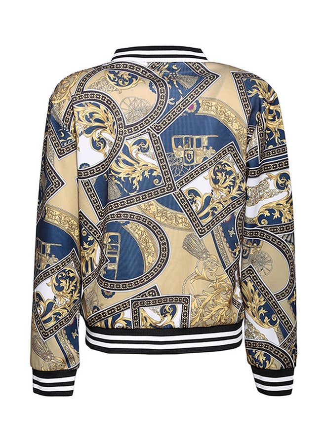 Long Sleeve Patchwork Bomber Jacket Multicolour - Image 2