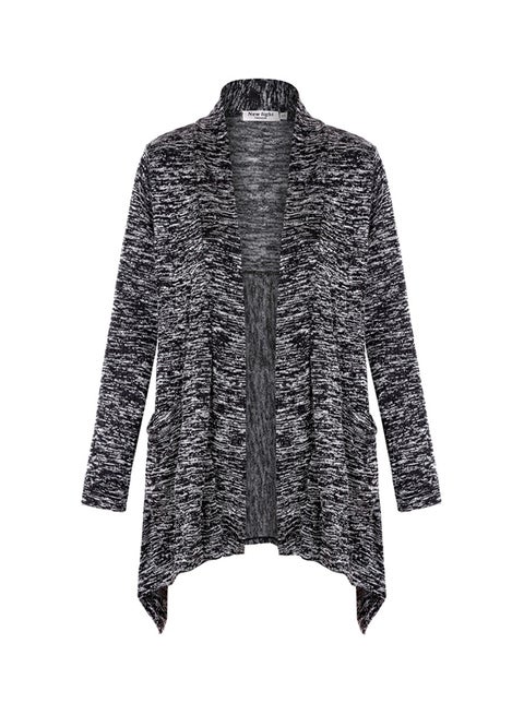 Stand Collar Open Front Pocket Coat Grey