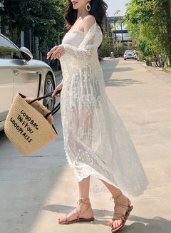 Generic Loose Casual Long Sleeve Kimono White  - Image 3