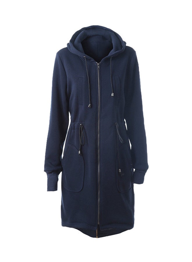 Generic - Solid Design Long Sleeve Coat Navy - Image 1