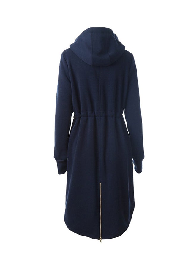 Generic - Solid Design Long Sleeve Coat Navy - Image 1