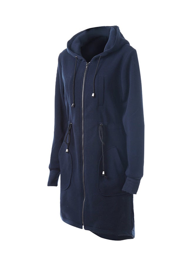 Generic - Solid Design Long Sleeve Coat Navy - Image 1