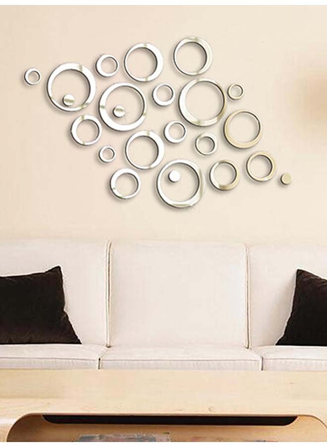 Round Ring Mirror Style Wall Sticker Silver 15x15cm - Image 2