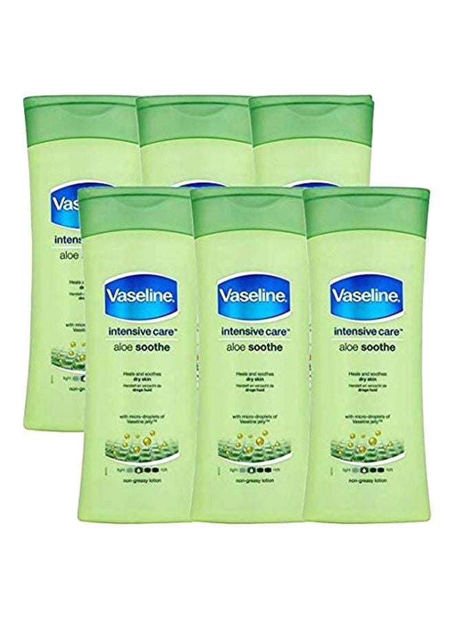 Vaseline Pack Of 6 Intensive Care Aloe Soothe Body Lotion 2400ml