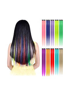 Hawkko 20-Piece Colorful Straight Party Clip In Hair Extensions Set Multicolour 