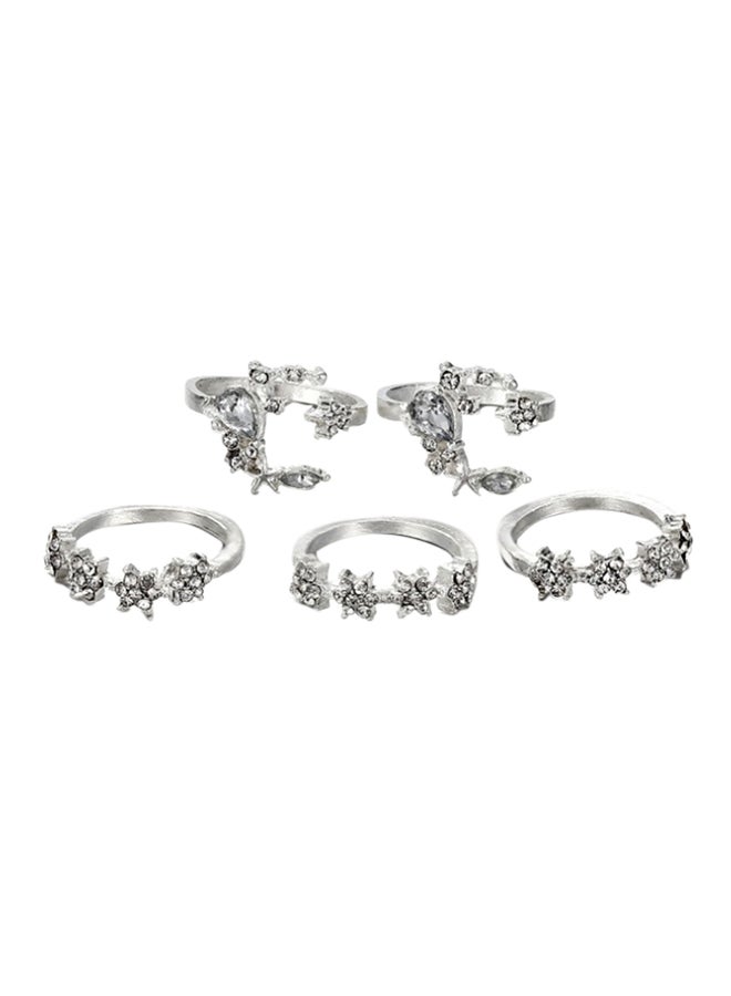 Sharpdo - 5-Piece Rhinestone Studded Rings Set - Image 1