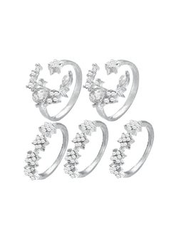 5-Piece Rhinestone Studded Rings Set