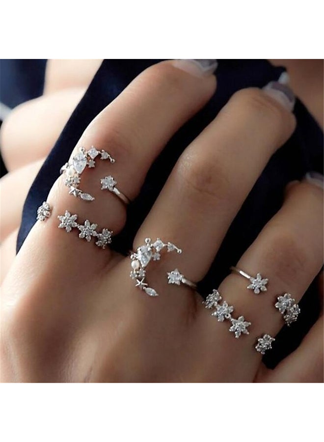 Sharpdo - 5-Piece Rhinestone Studded Rings Set - Image 1