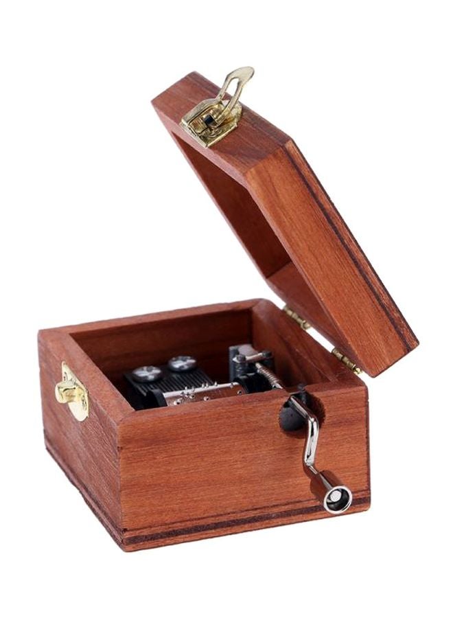 Retro Wooden Hand Crank Music Box Brown/Silver 6.3x5.4x4cm 