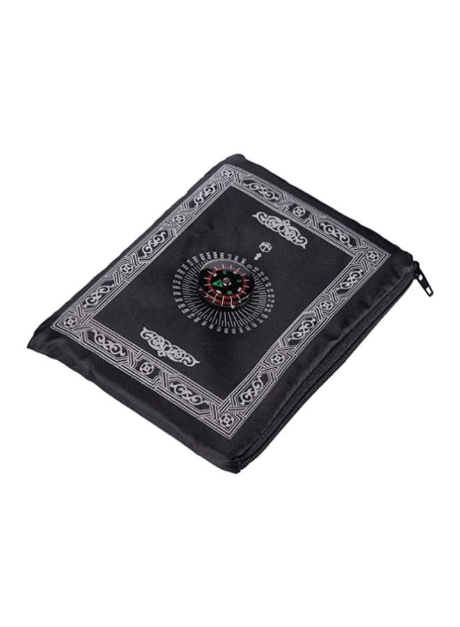 Portbale Travel Prayer Mat With Compass Pocket Polyester Black/White 110x65cm