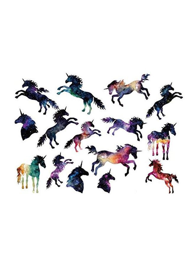 سانرليان مجموعة ملصقات تاتو مؤقتة بتصميم حصان يونيكورن مكون من قطعتين أسود/ أزرق/ وردي