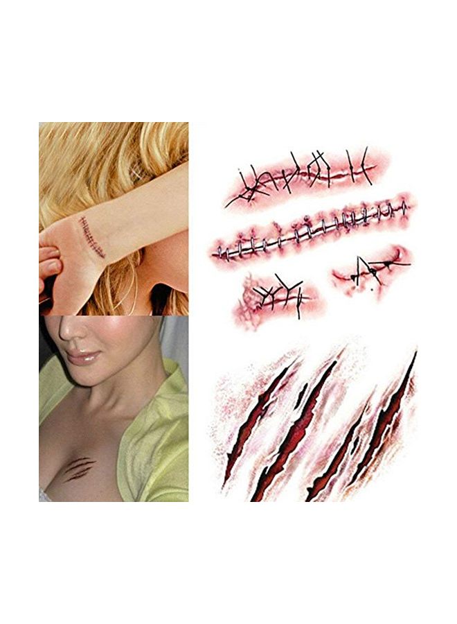Glaryyears 10-Piece Wound Blood Scar Temporary Tattoo Multicolour  - Image 3