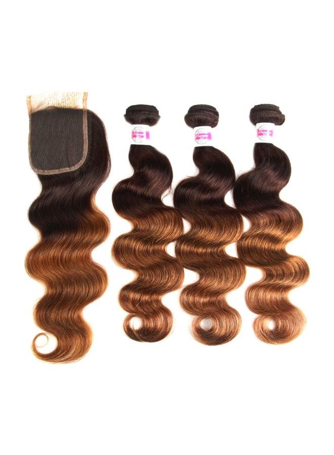 3 Bundles 2 Tone Ombre Hair Extensions With Closure Brown - v1570796419/N30606733A_1