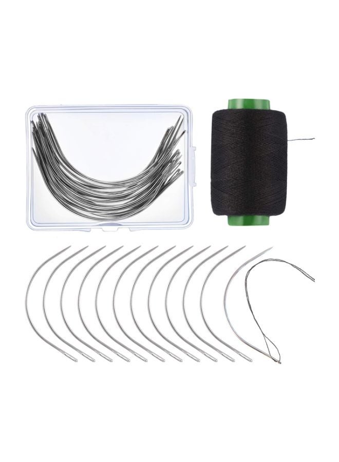BOAO 20-Piece Wig Making Needle And Thread Silver/Black - Image 1