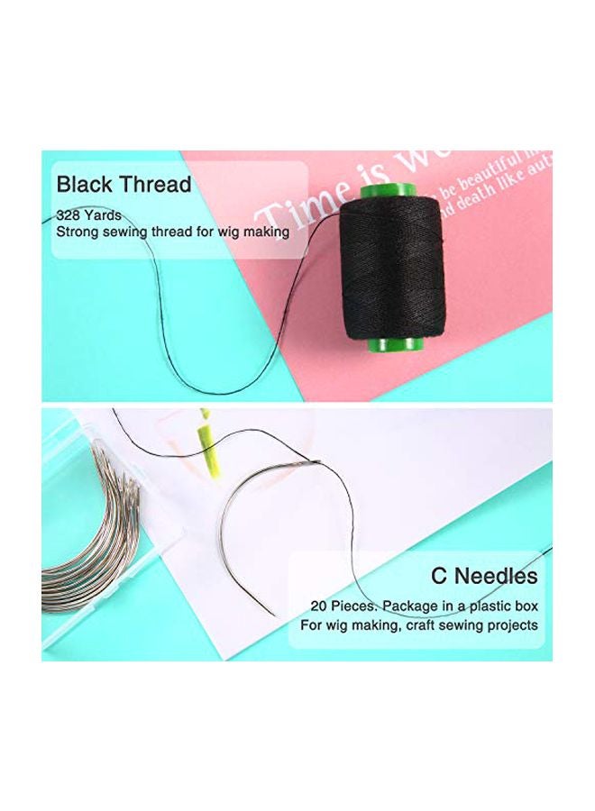 BOAO 20-Piece Wig Making Needle And Thread Silver/Black - Image 2